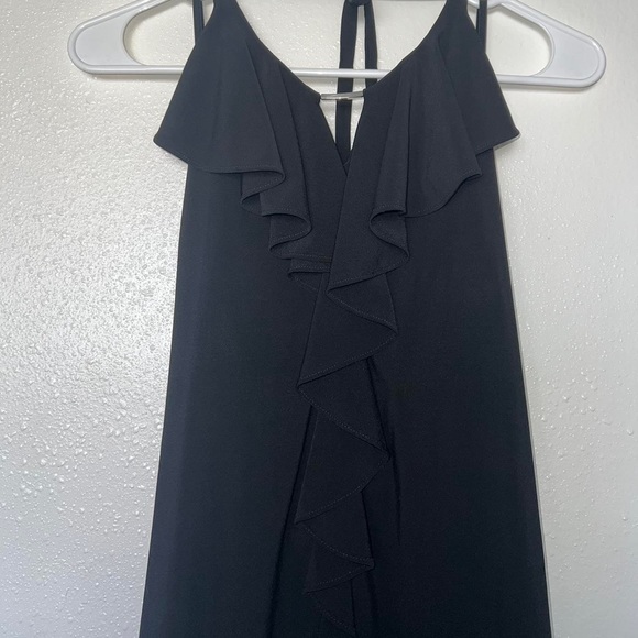 White House | Black Market halter with ruffles across the front and a silver bar - Picture 3 of 7